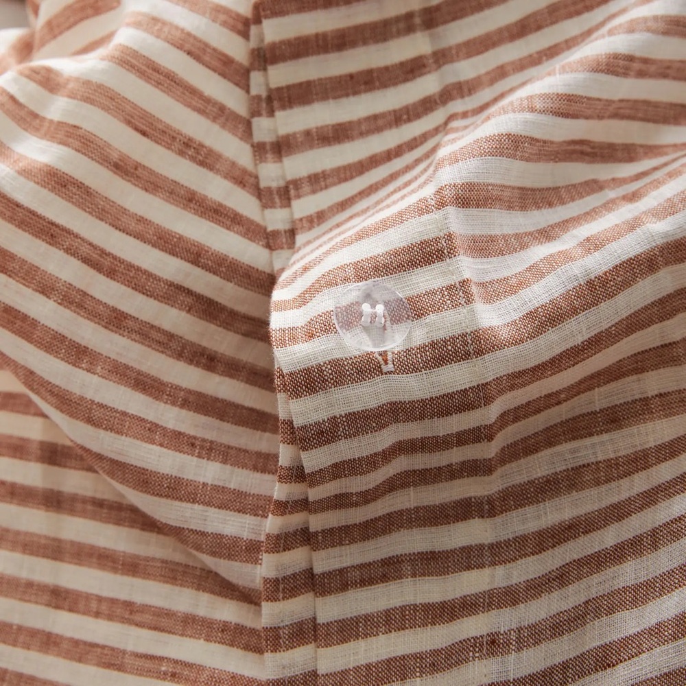 TWIN Duvet Cover European Linen Terracotta Striped